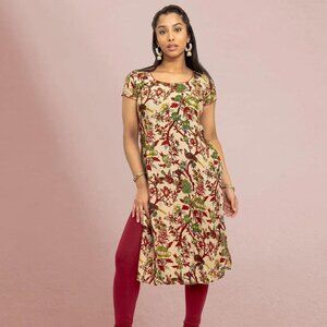 Warm Ivory Printed Indian Kurta | Muvvas Boutique